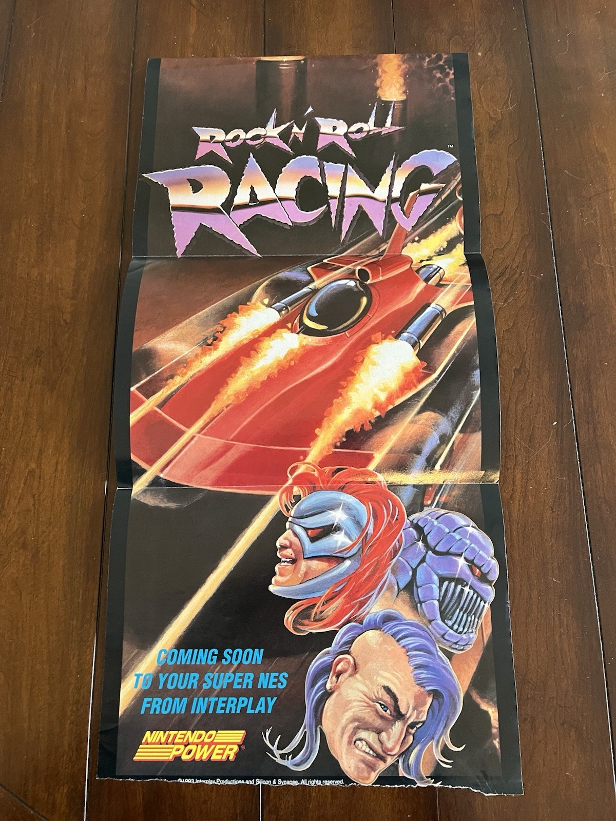 Nintendo Power Rock 'N Roll Racing Poster 1993 22 1/2"x11"