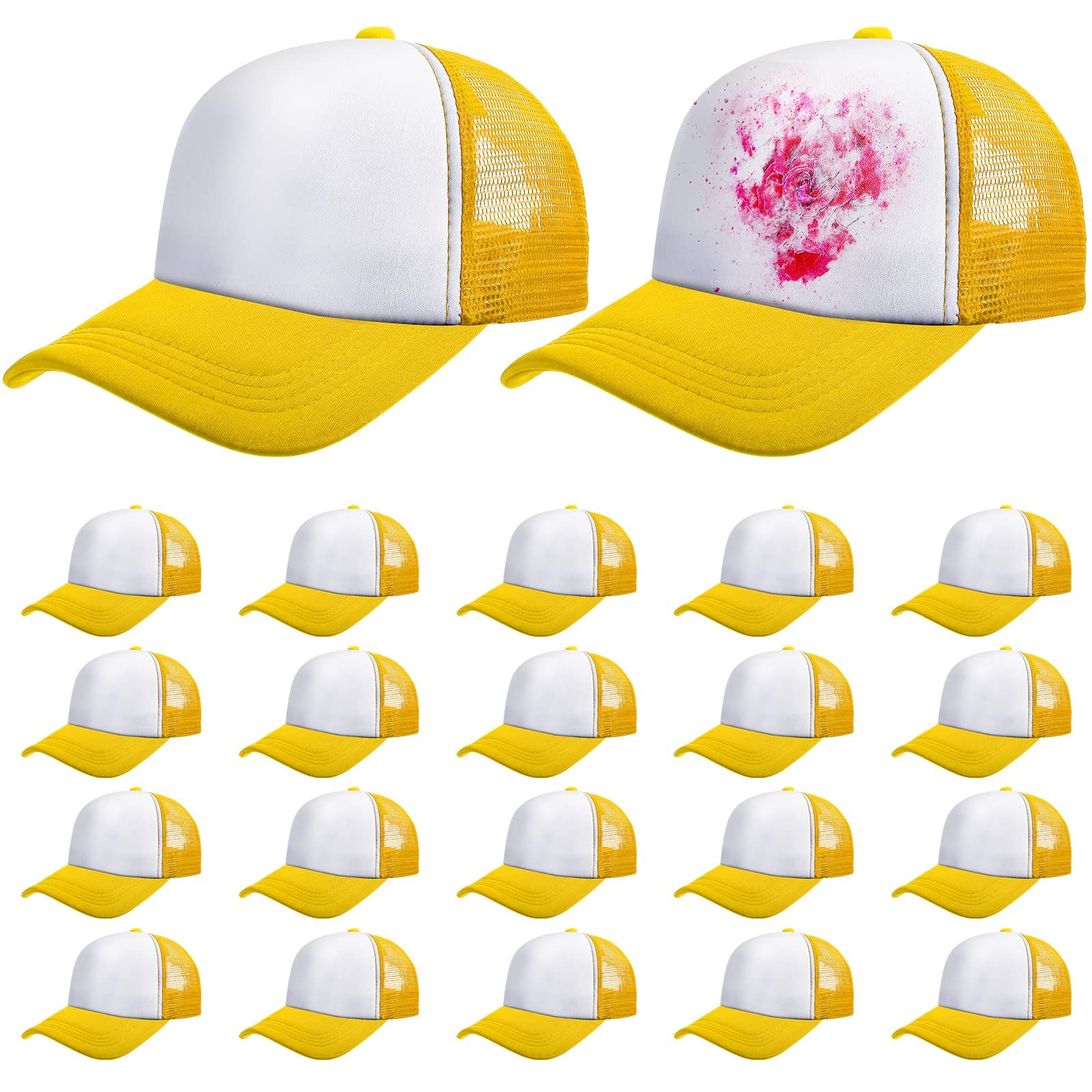 Vabean 24-Pack Sublimation Blank Trucker Mesh Hats Unisex Plain Baseball Caps