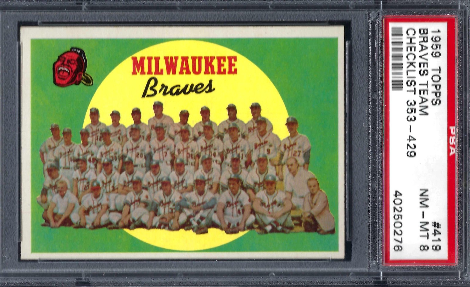 1959 Topps #419 PSA 8 Braves Team 419