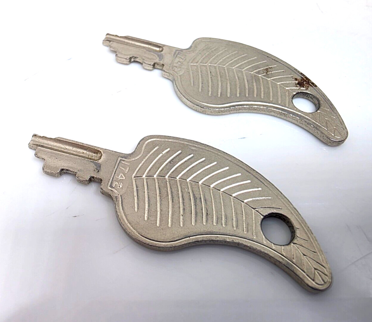 TWO Vintage Luggage Keys FEATHER LITE