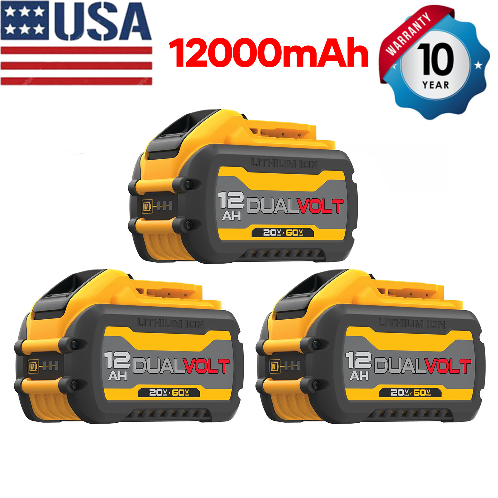 3PACK For DeWalt 20V/60V Max 12.0AH Lithium-Ion Battery DCB606-2 DCB612 Battery