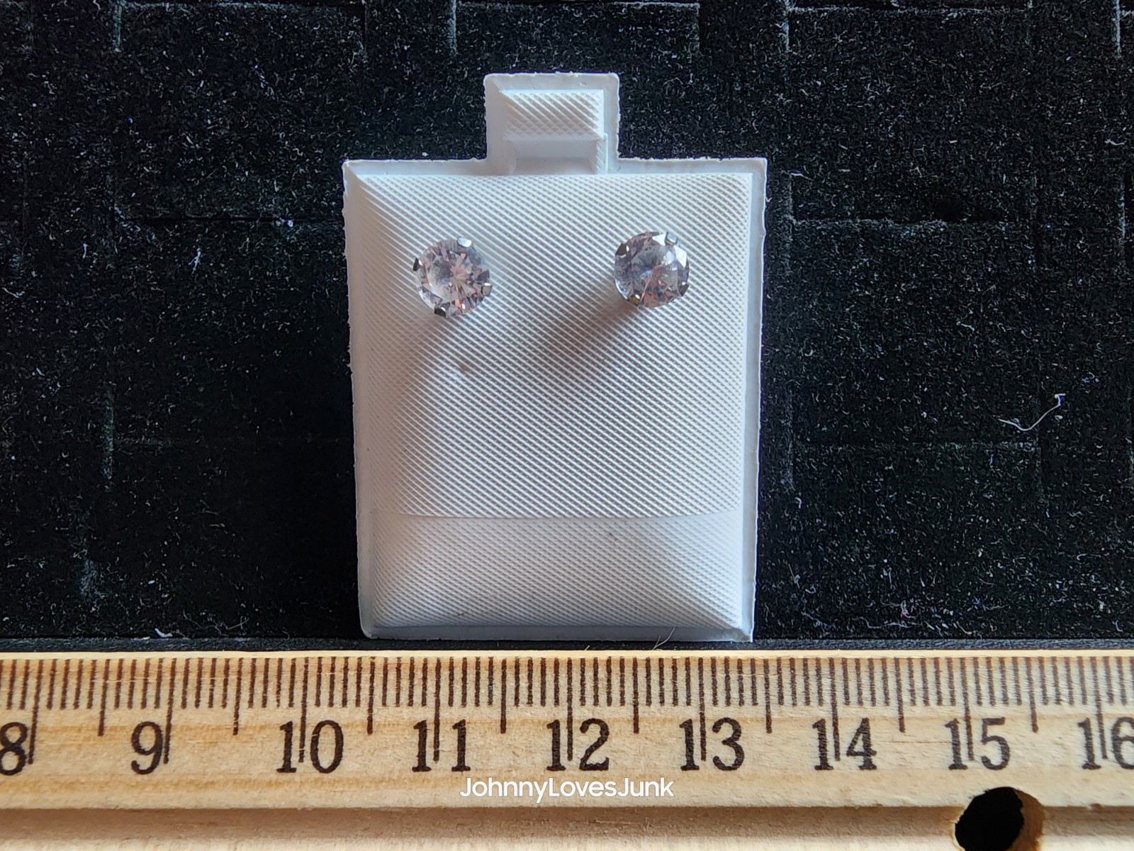 New On Card Sterling Silver/CZ Solitaire Earring Set Marked/Tested+