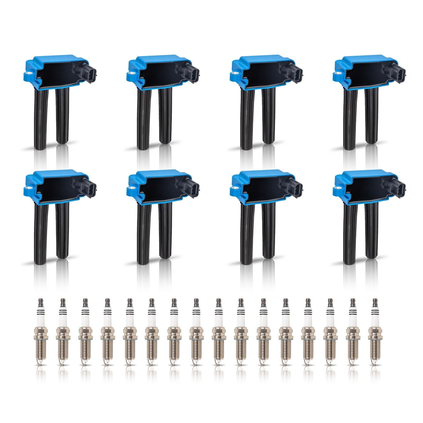 ENA Set of 8 Blue Ignition Coil Pack with 16 Iridium Spark Plug Compatible wi...