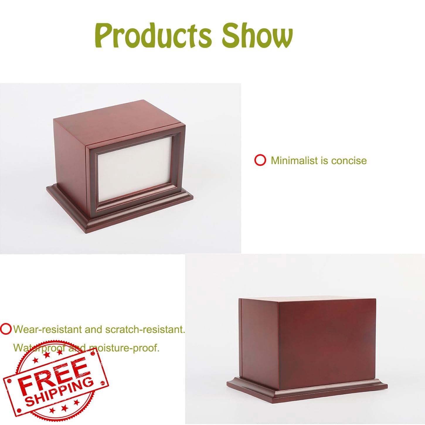 Wooden Pet Urn Extra-Large Dog Cat Cremation Keepsake Photo Box