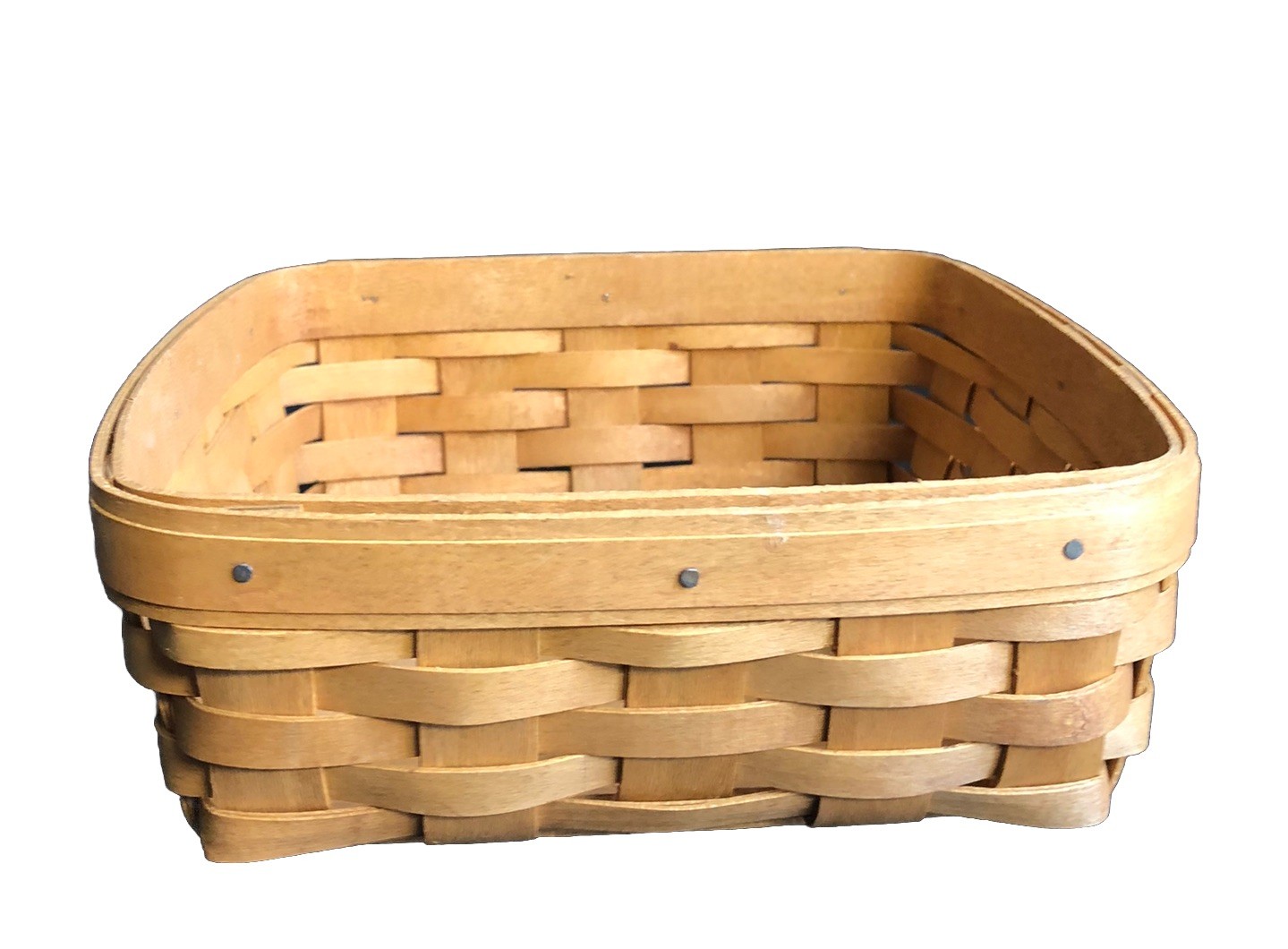 Longaberger Square Basket Handwoven Initialed And Dated 2002 Longanberger Logo