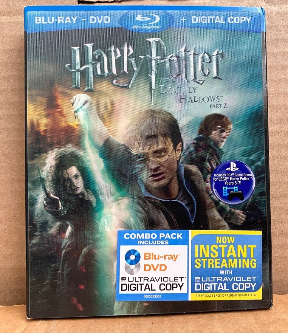 Harry Potter Deathly Hallows Part 2 Blu-Ray DVD Combo 3-Disc Set Slipcover