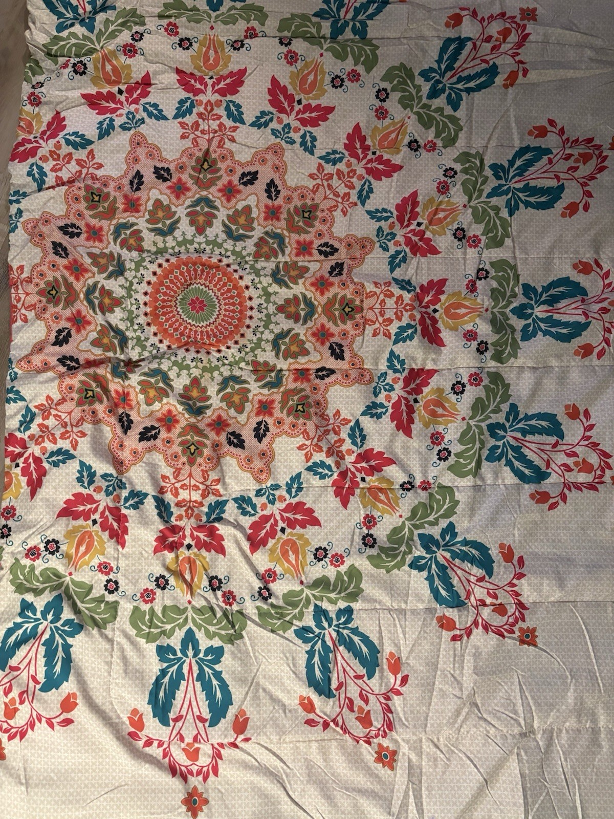 Mandala Floral Multicolor Comforter with Pink Reverse Bohemian Bedroom Bedding