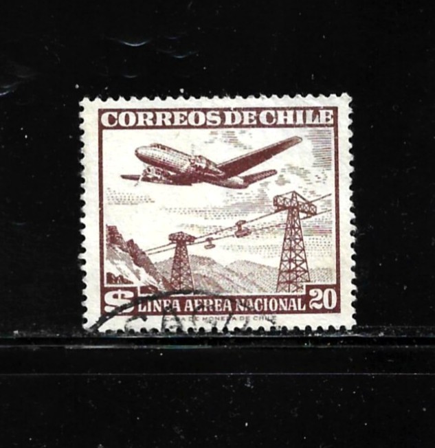 Chile Stamp Scott # C209-20p- Used/VLH-NG-1959- Air Mail