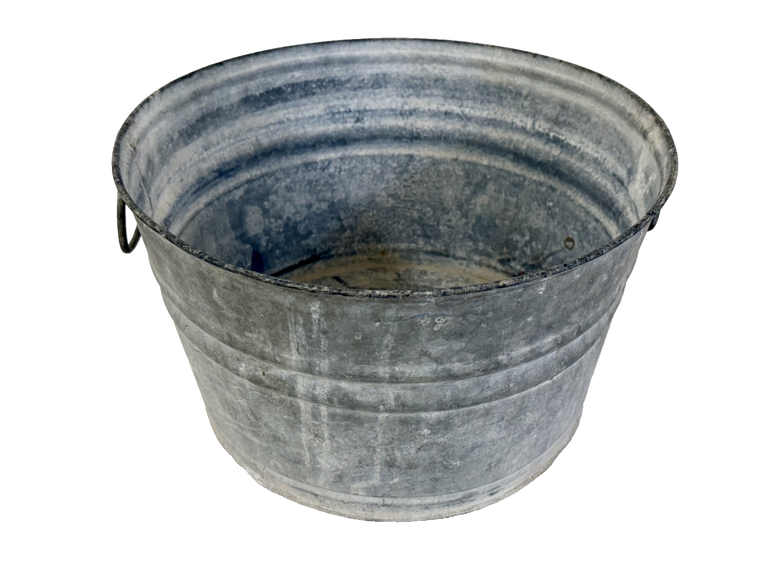 Vintage Galvanized Metal Wash Tub Bucket Handles Farm Garden Planter Country 13"