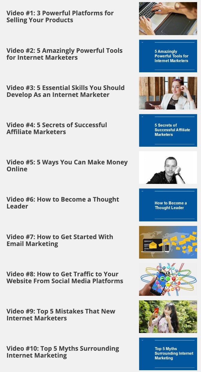 INTERNET MARKETING For Complete Beginners 10 Videos Upgrade Success Package (CD)