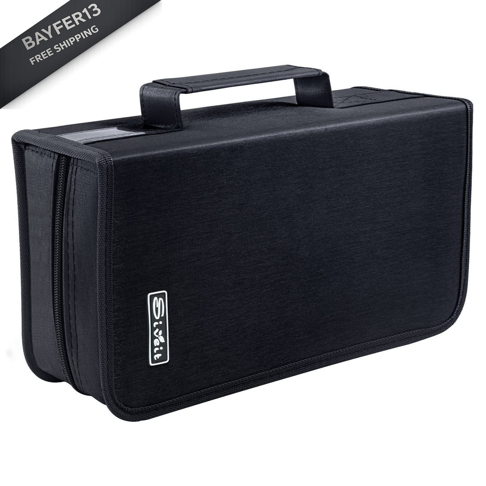 Siveit DVD Case Holder, CD/DVD Wallet 11.2 x 6.3 x 4 inches, Black 
