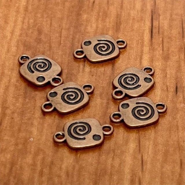 Copper Black Metal Alloy Jewelry Connectors Set of 6 Spiral Design Destash