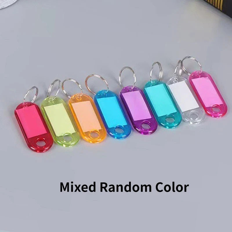 10pcs Colorful Plastic Key Tags Split Ring With Paper Label For Luggage Tag