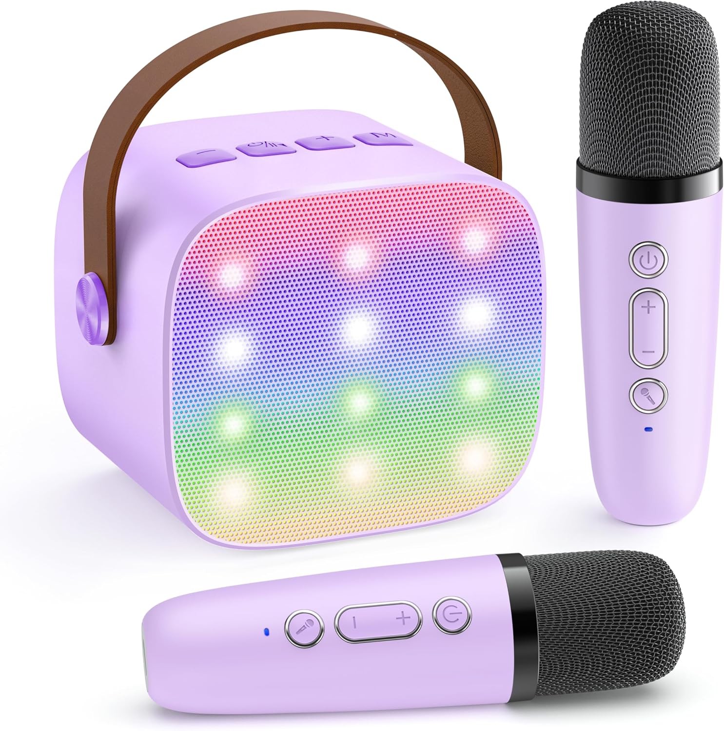 Karaoke Machine for Kids, Portable Mini Speaker with 2 Wireless Microphones