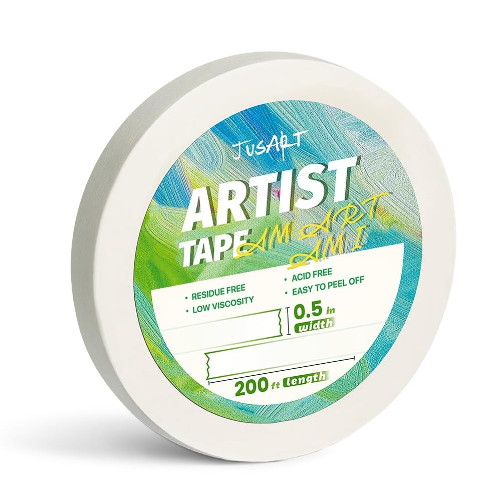 Artist Tape for Watercolor Paper, 1/2 inch Wide 200FT Long, White Art Tape fo...