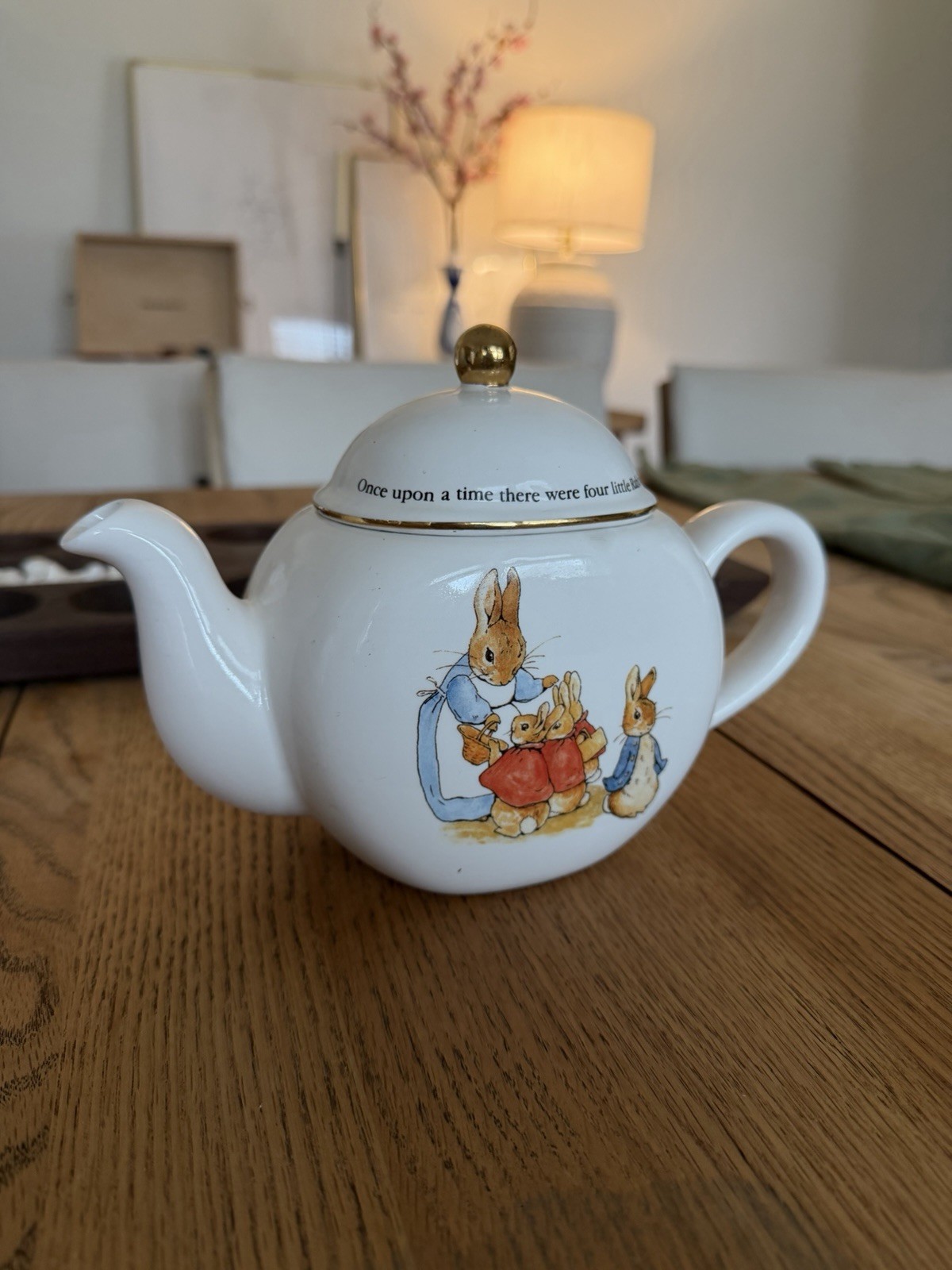 Vintage 1997 Teleflora Beatrix Potter Peter Rabbit & Family Ceramic Teapot