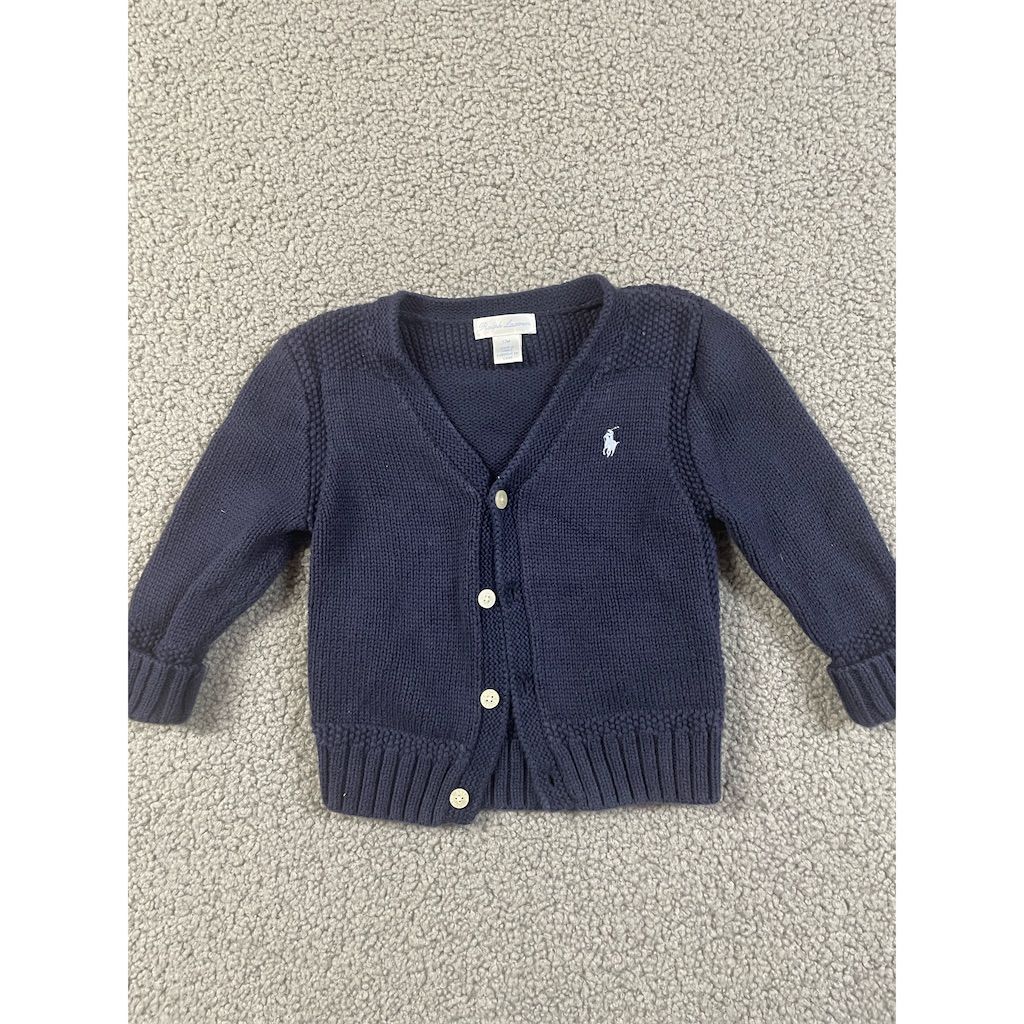 Ralph Lauren Baby Boys girls Blue V-Neck Cardigan Sweater knit 12 months