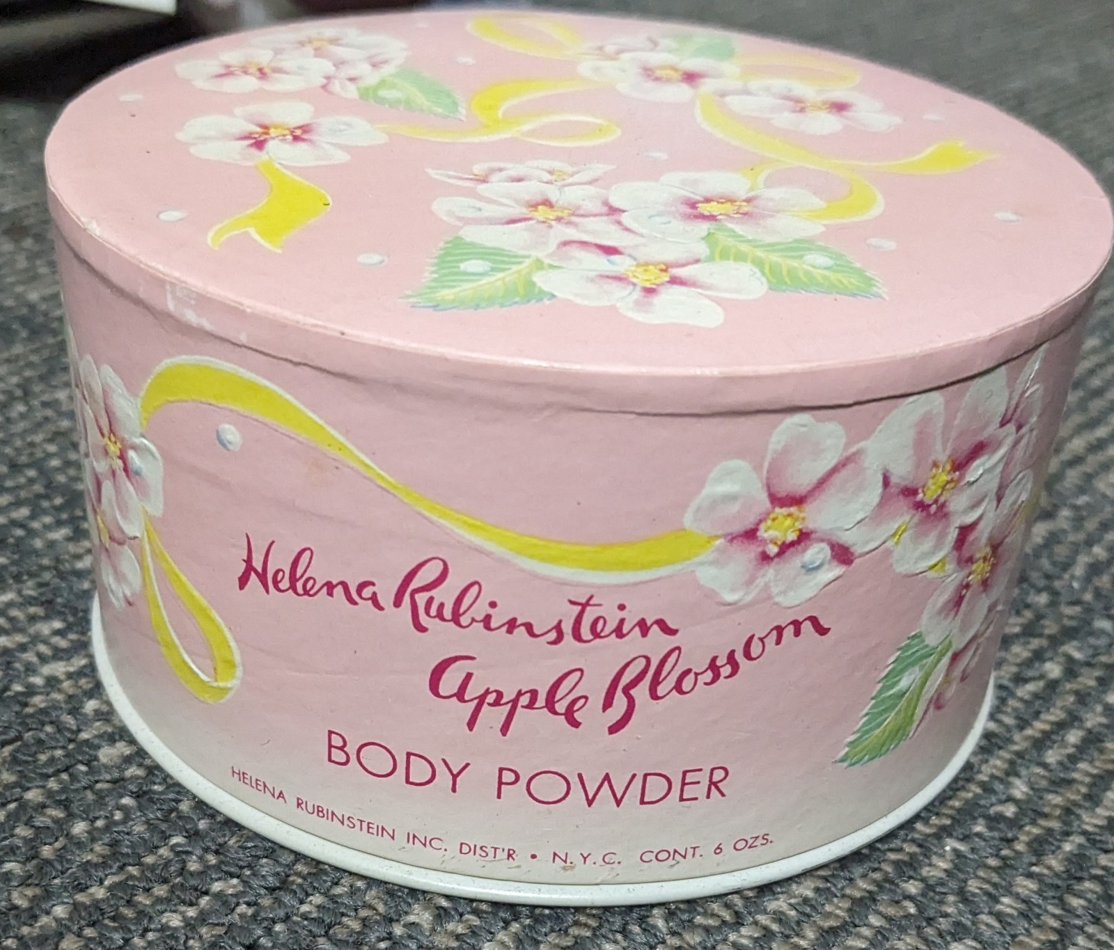 Vtg Apple Blossom Body Powder & Puff Helena Rubenstein Unused 6 Oz