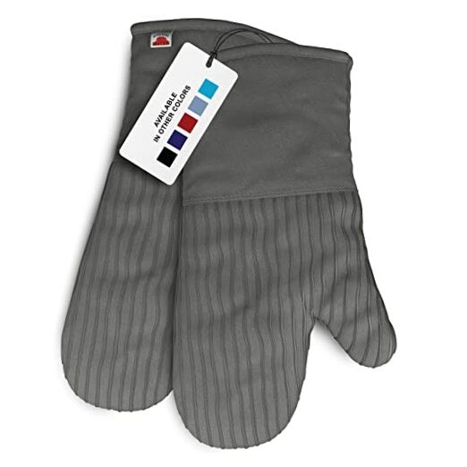 Heat-Resistant Oven Mitts - Set of 2 Silicone Kitchen Oven Mitt Gloves, Gray