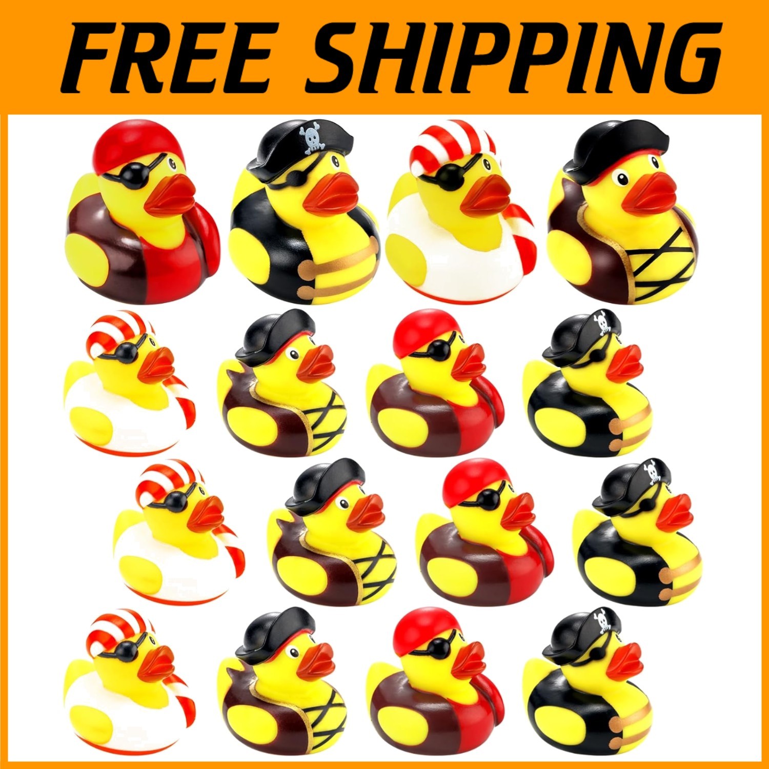 Cute Yellow Pirate Rubber Ducks - Pack of 48