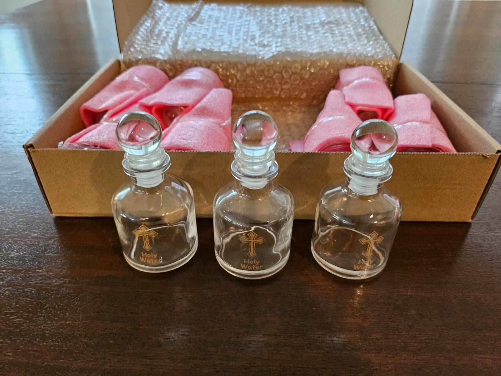 Catholic Holy Water Glass Bottles with Glass Sealed Lid Set Of 10 Empty Glass