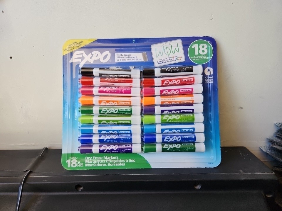 Expo Low Odor Dry Erase White Board Markers 18 Count Assorted Colors *NEW*