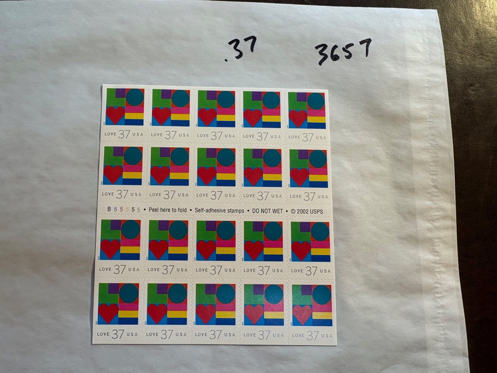 U. S. Sheet - 3657 - Love -  Free Shipping!