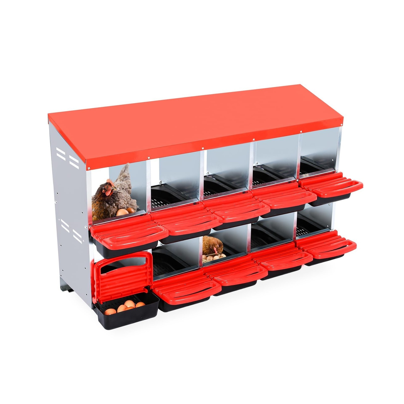 GarveeLife Chicken Nesting Box, 10 Compartments Nesting Boxes for Chickens, C...