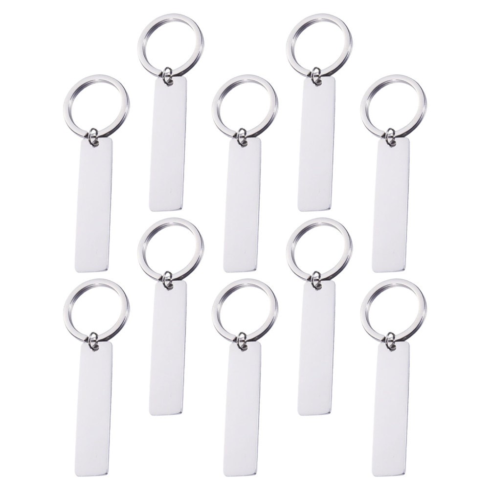 10 Pcs Keychain Stainless Steel Blank Engravable DIY Dog Tags Blanks Keyrings