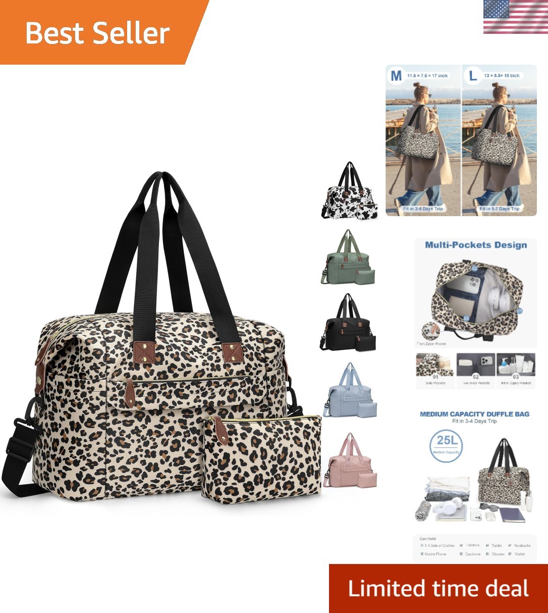 Travel Duffle Bag, Waterproof Weekender Overnight Hospital Bags for Women Men...