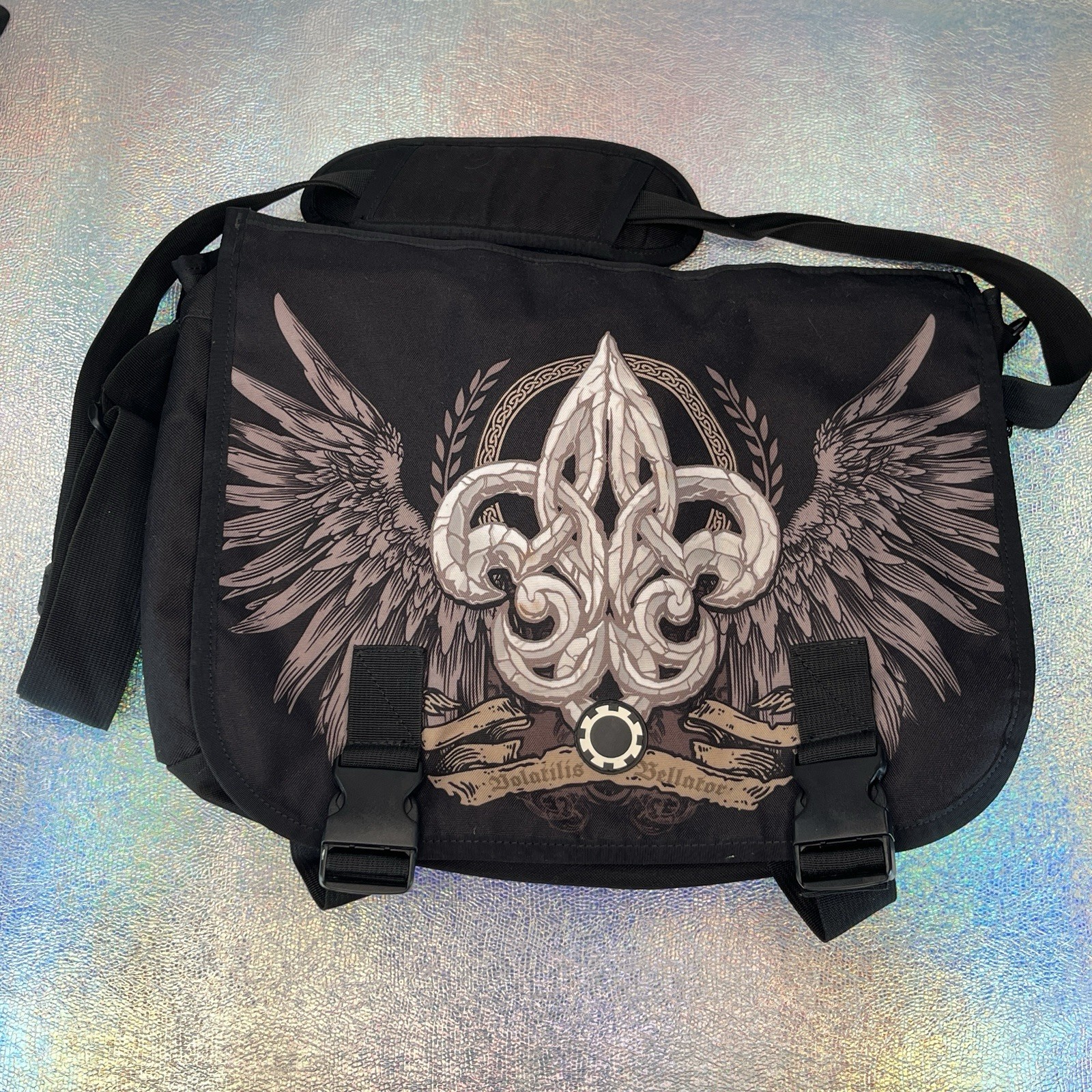 DadGear Messenger Diaper Bag Black Volatilis Bellator Fleur-de-lis