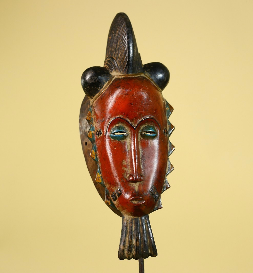 African Vintage Mask Wood Hand Carved Wall Art Sculpture-G6164