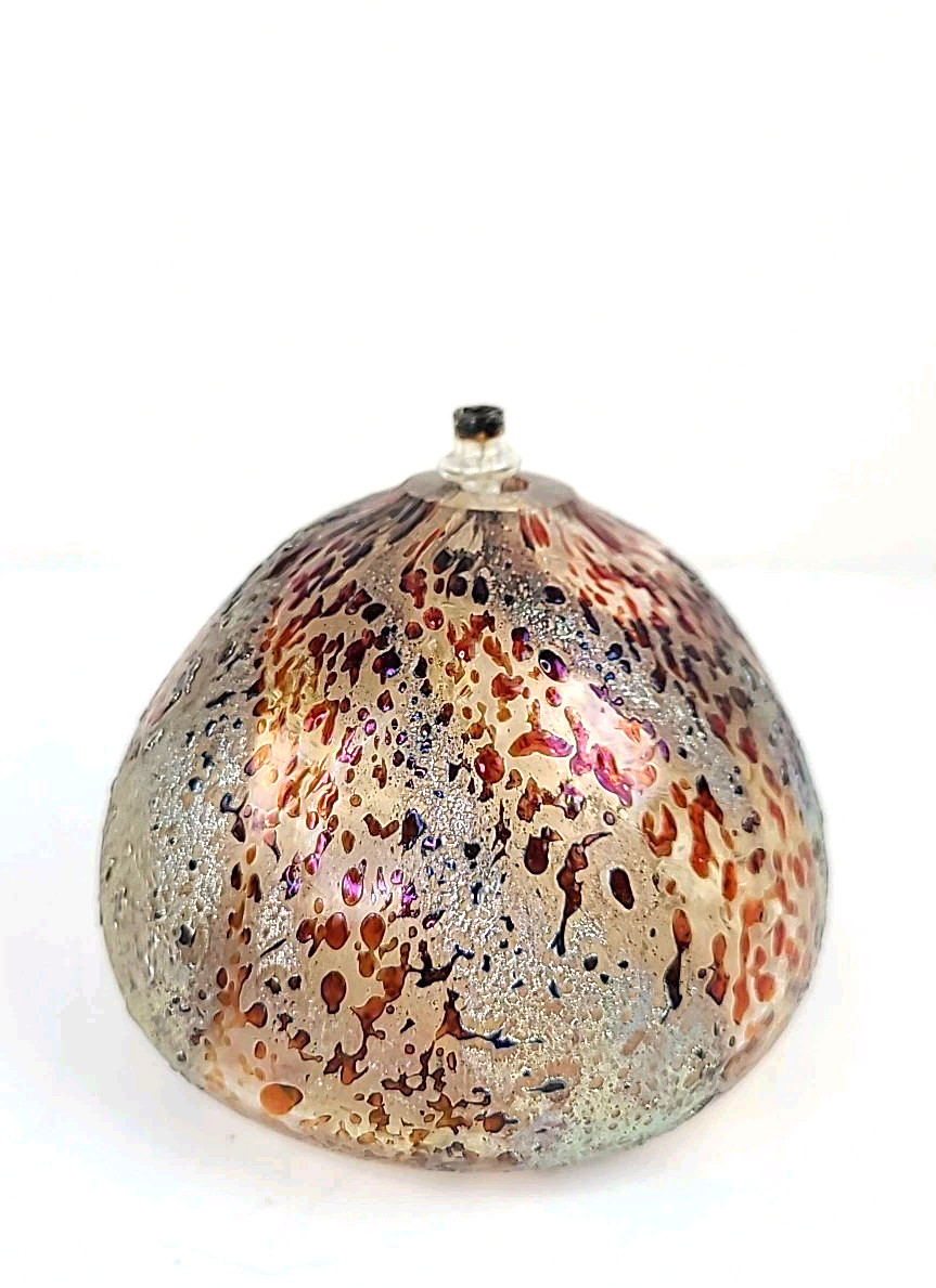 Art Studio Blown Glass Oil Lamp Iridescent Decorative 3' x 4" candle