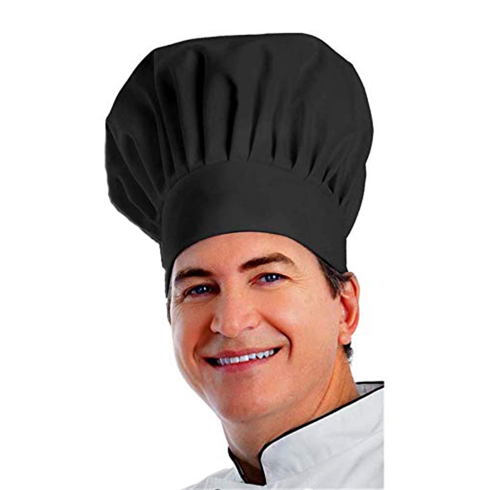 IPXEAD Chef Hat Adult Premium Adjustable Elastic Baker Kitchen Large, Black 