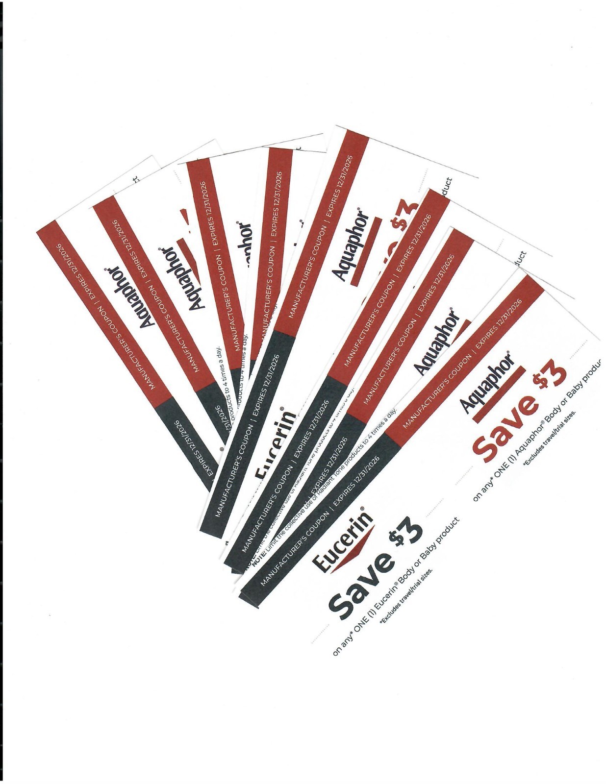 8 Coupons $3 on ONE Eucerin or Aquaphor Lotions