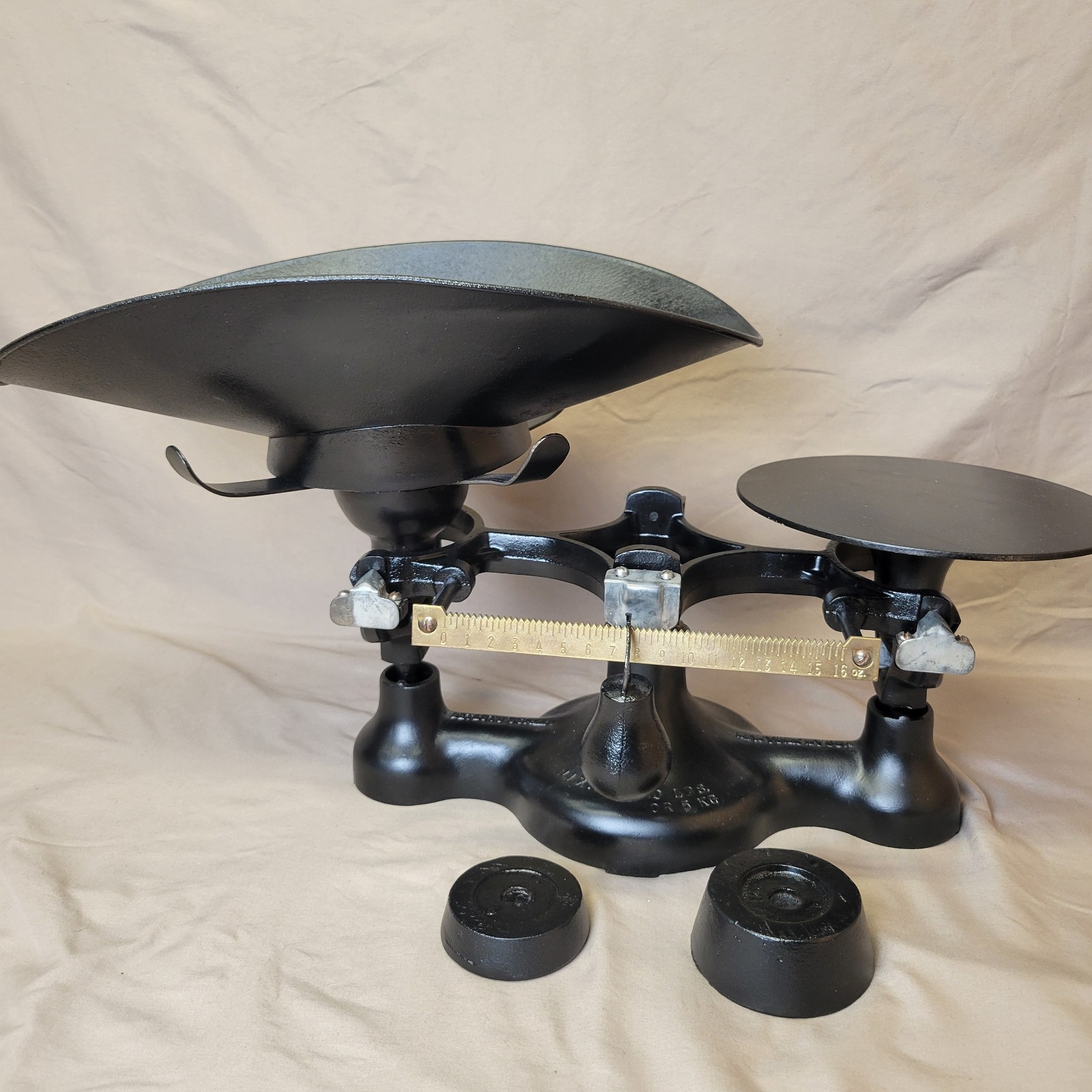 ​Vintage Jacobs Bros Detecto No. 2 Cast Iron Balance Scale, 10lb Cap, w/ Weights