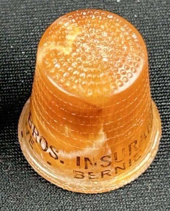Vintage Plastic Advertising Sewing Thimble Miller Bros. Insurance