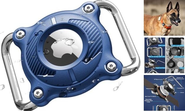 Airtag Dog Collar Holder | Airtag Dog Collar Waterproof - Airtag Holder 1 Blue