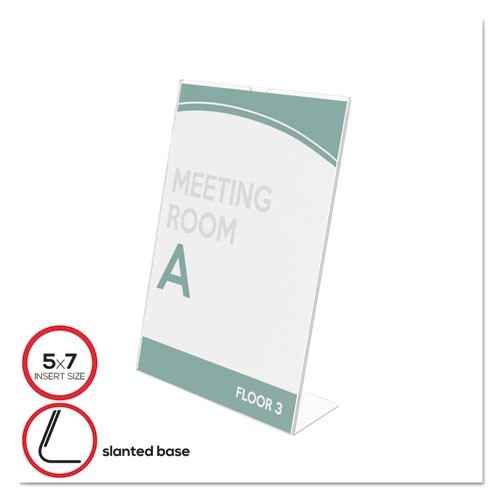 deflecto Superior Image Slanted Sign Holder, Portrait, 5 x 7 Insert, Clear