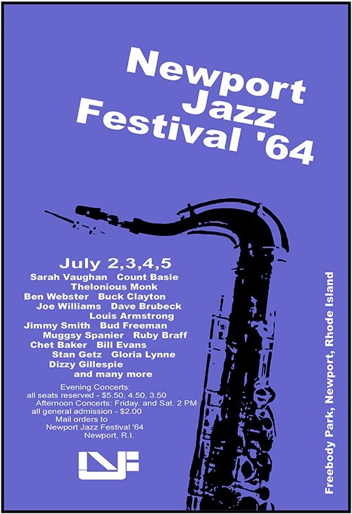 Newport Jazz Festival 64 Poster Purple Sax Concert Vintage 12x8in Metal Sign