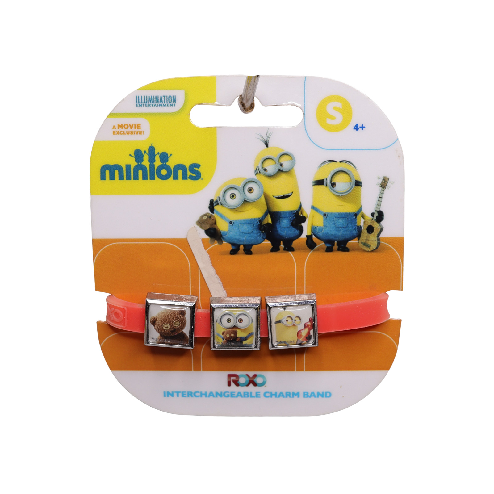 Minions Interchangeable Orange Triple Charm Band With 3 Charms Small On Card