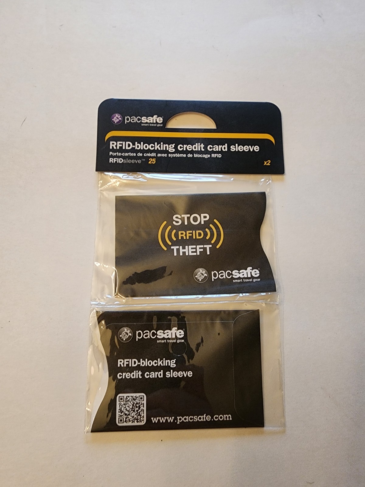 Pacsafe RFID Blocking Credit Card Sleeve Slim Wallet Protector - New pack of 2