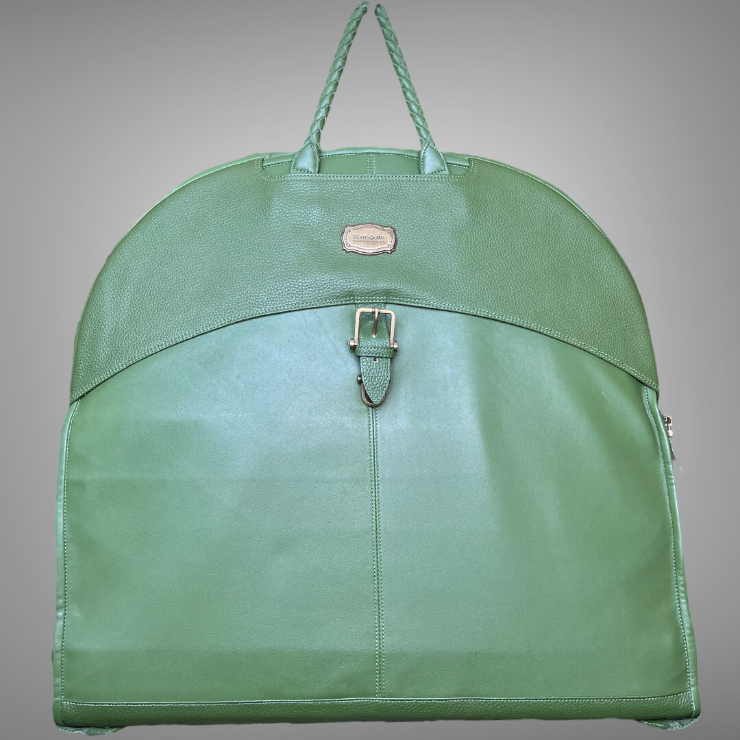 SAMSONITE BLACK LABEL RESORT IZOLA GREEN LEATHER GARMENT BAG