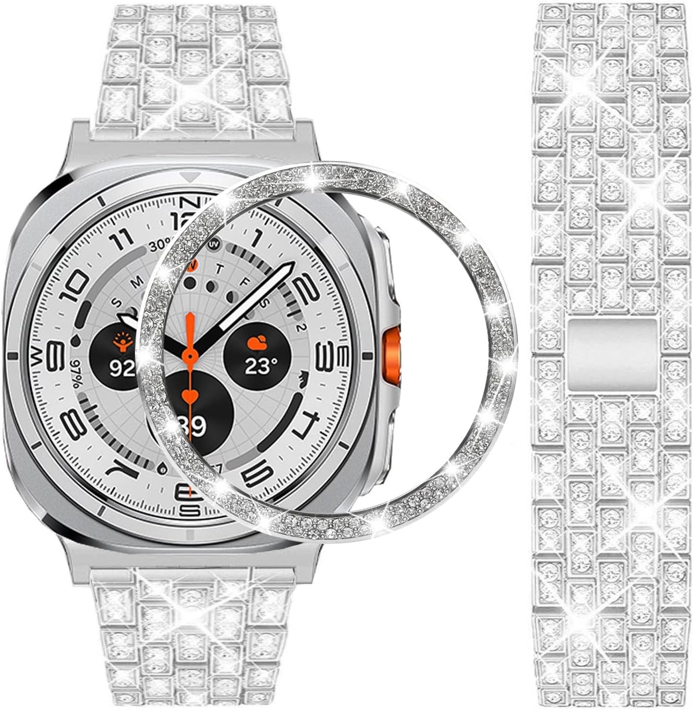 Bling Rhinestone Metal Strap Compatible with Samsung Galaxy Watch Ultra 47mm