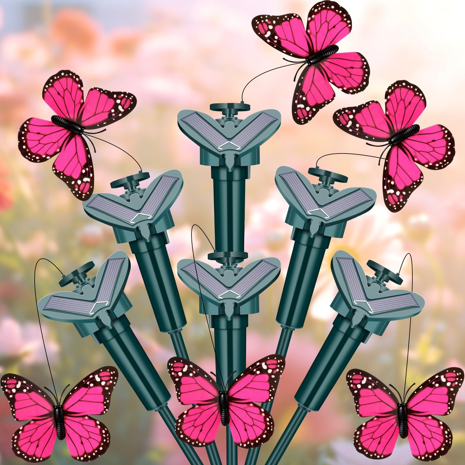 Butterfly Garden Stakes Decorative, Solar Moving Fluttering Butterfly Outdoor...