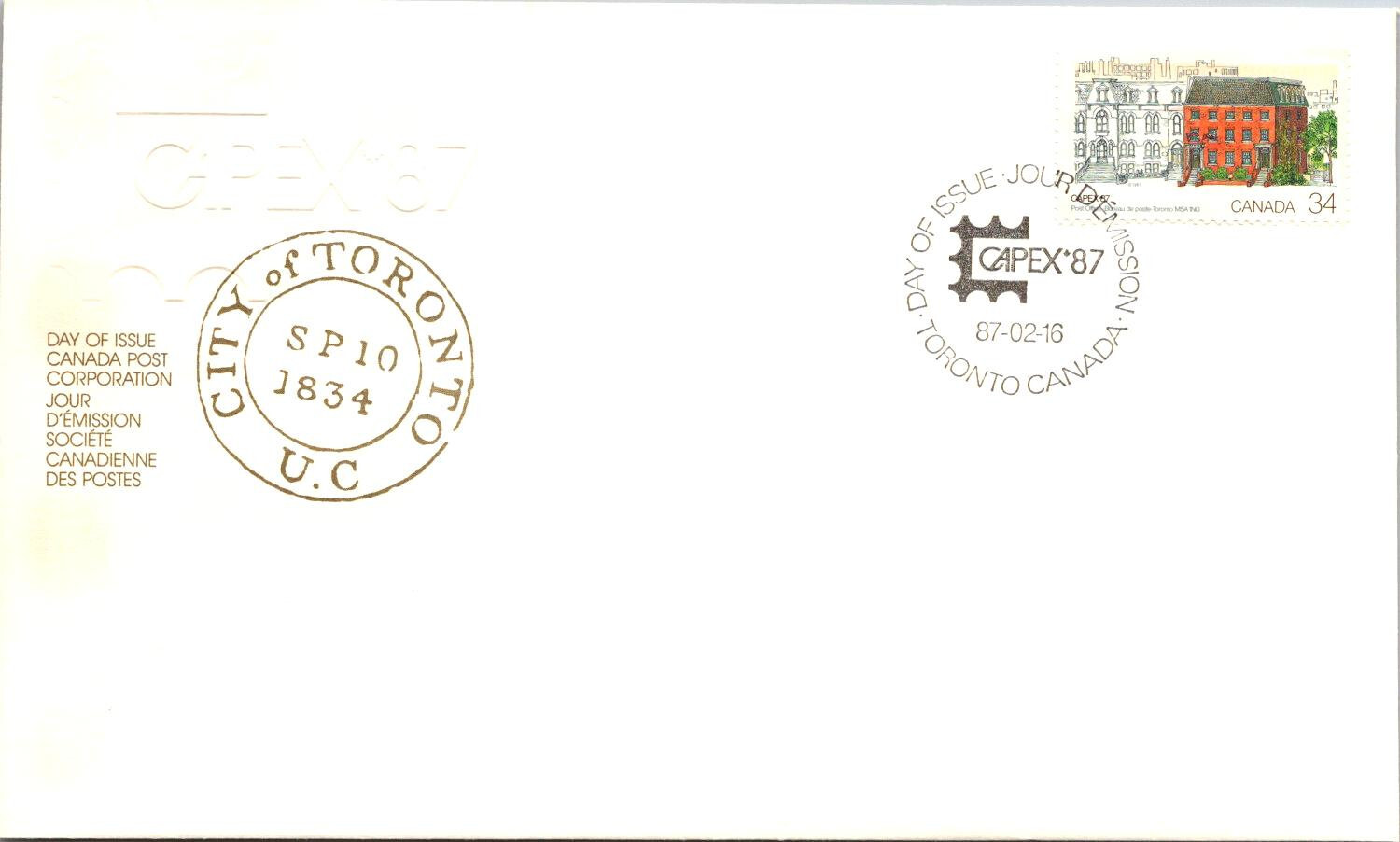 FDC Canada - CAPEX 87 Toronto Philatelic Exhibition 1987 - A00130