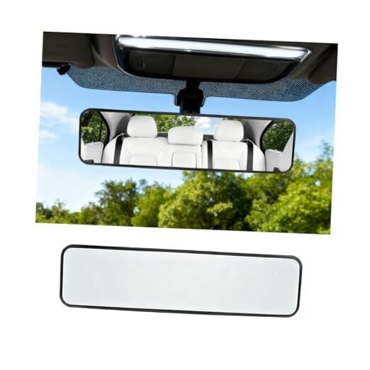 Car Rearview Mirror Panoramic Wide Angle HD Clear Convex 11.22 x 2.95" White
