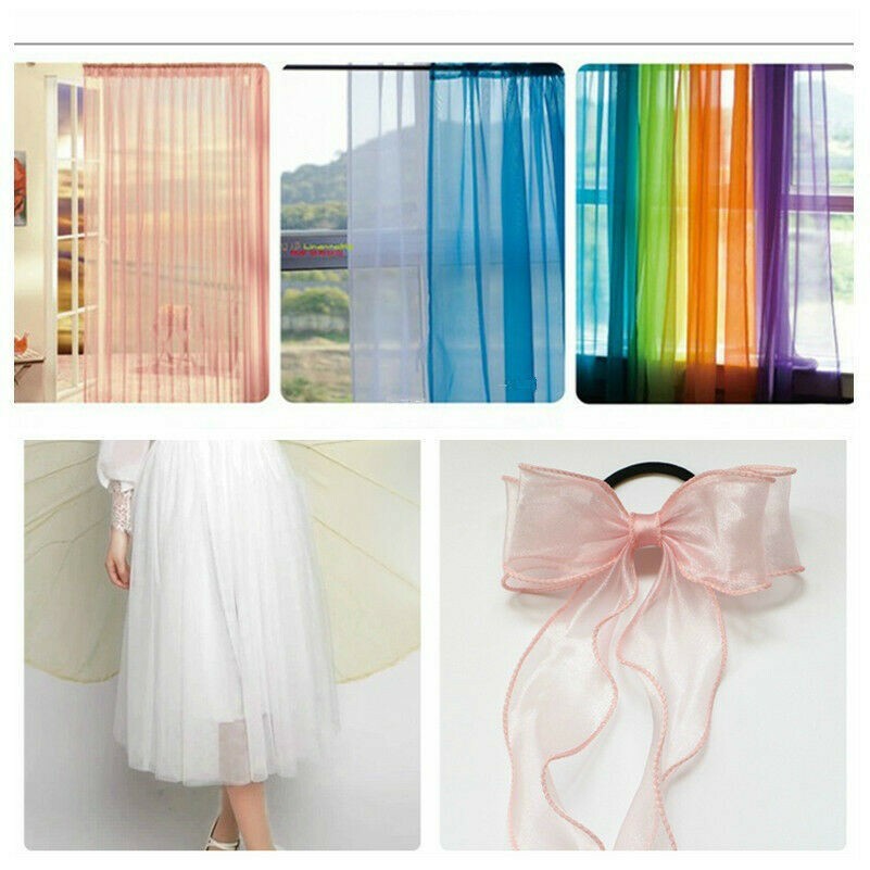 Organza Fabric Sheer Voile Curtain Tutu Skirt Wedding Decor Chair Bows Soft Chic