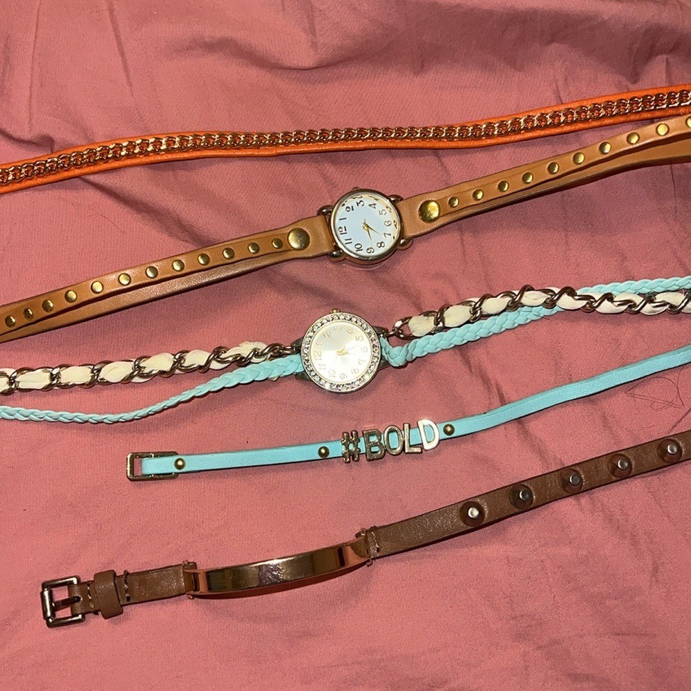 5 Wrap watches and bracelets set lot