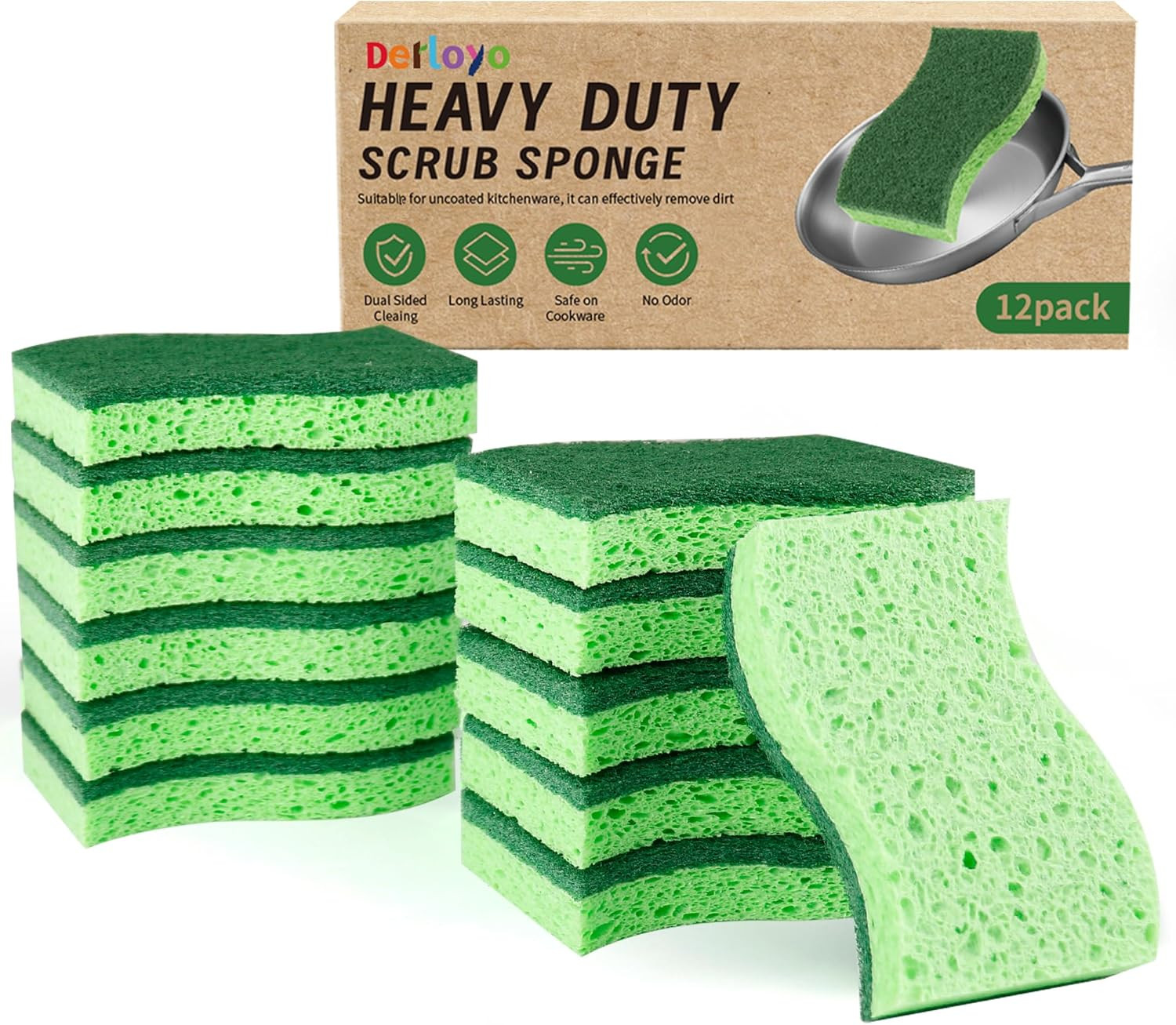 12 Count Heavy Duty Scrub Sponges,Long Lasting Cleaning Sponges for Cleaning Kit